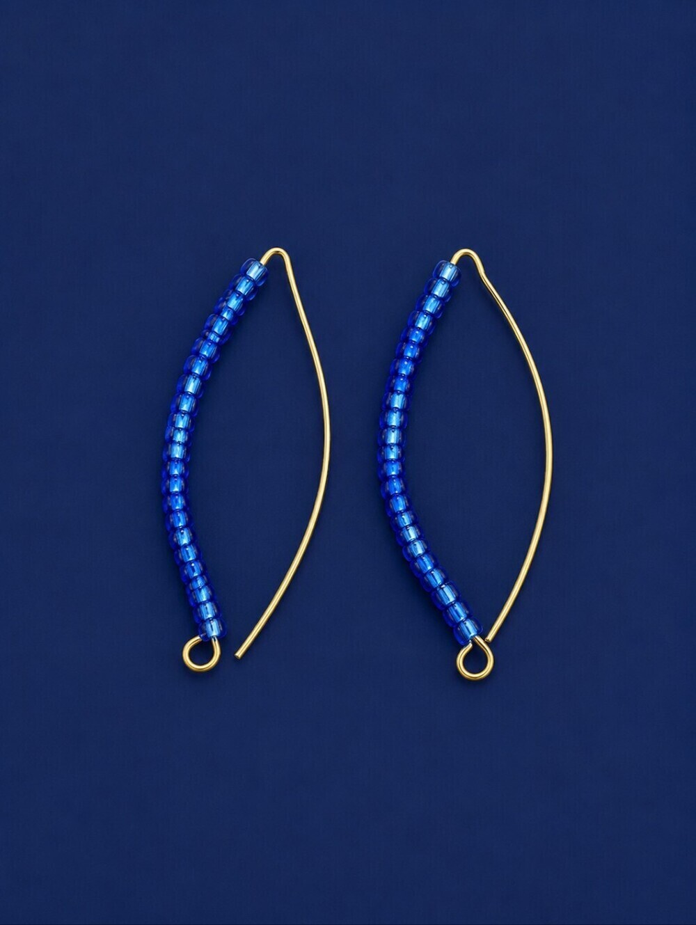 3/$25 Blue Czech Glass Beaded Open Hoop Earrings